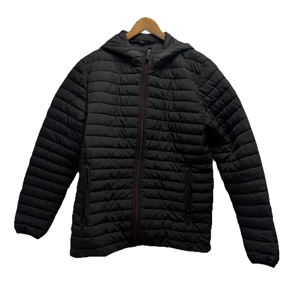 Joules Women's Medium Black Full Zip Hooded Lightweight Insulated Puffer Jacket